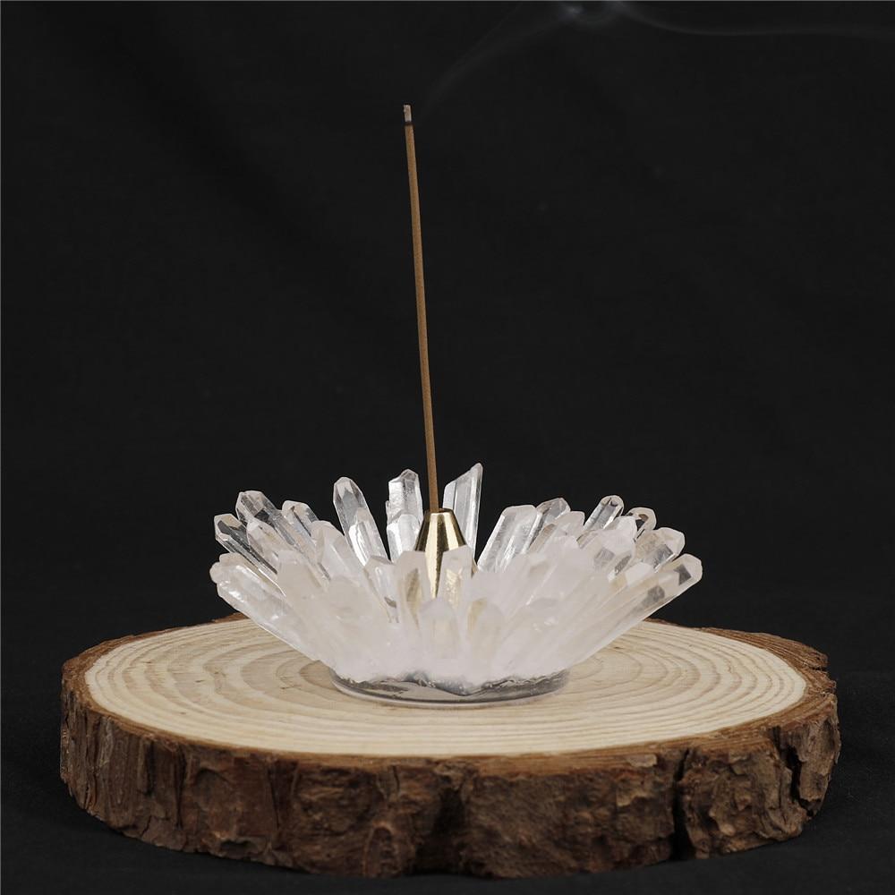 wickedafstore White Quartz Lotus-Shaped Incense Holder