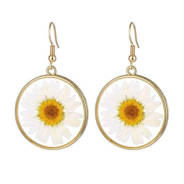 wickedafstore White White Daisies Transparent Earrings