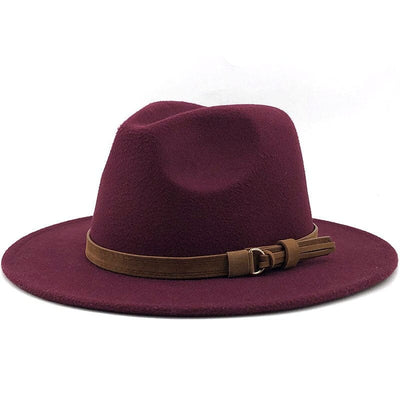 wickedafstore Wine / 56-58CM Eridian Fedora Hat With Leather Ribbon