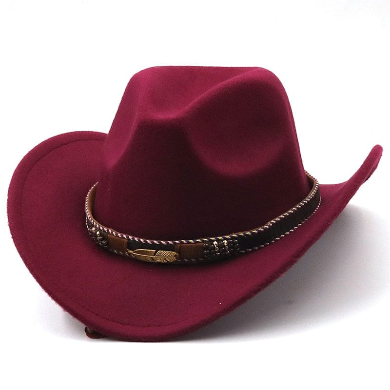 wickedafstore Wine red Dallas Western Cowboy Hat
