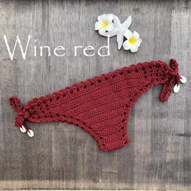wickedafstore Wine Red / S Dylla Crochet Bikini Bottom