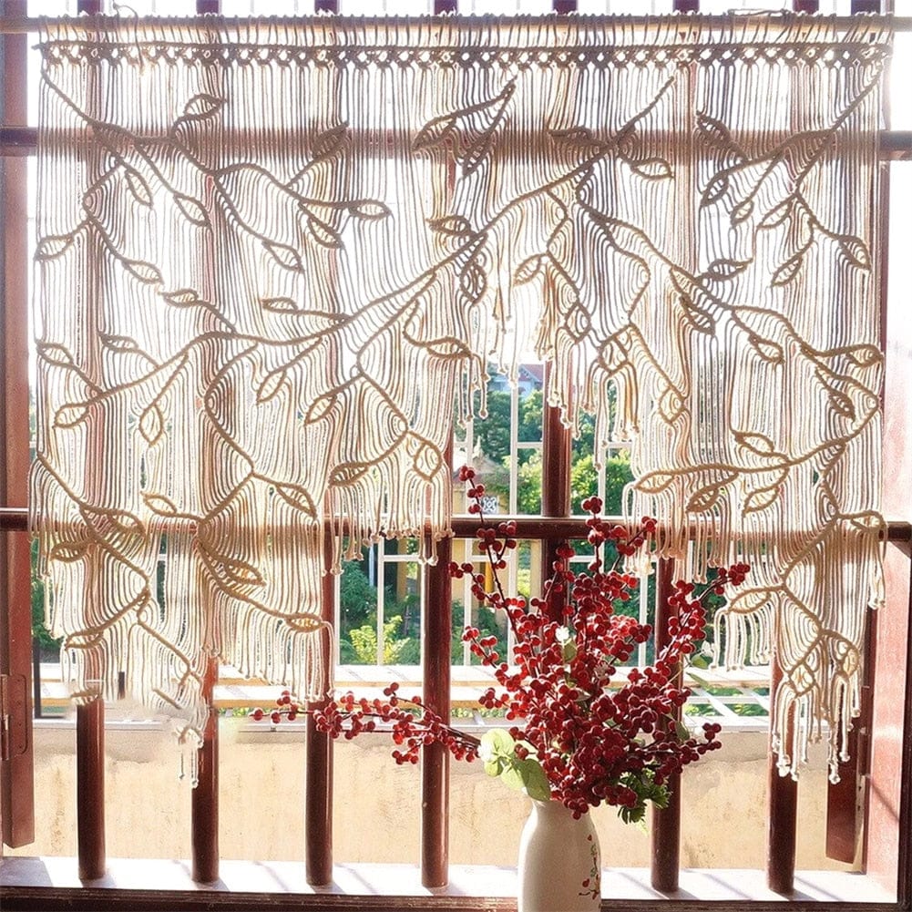 wickedafstore With stick Macrame Leaf Curtain