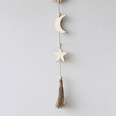 wickedafstore Wooden Boho Sun and Moon Wall Hangings