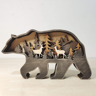 wickedafstore Wooden Wild Animals Decor Figurines