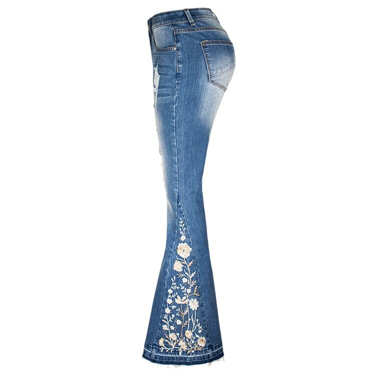 wickedafstore Yasmin Embroidered Flared Jeans