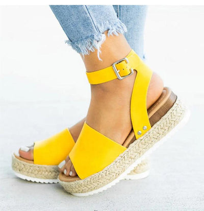 wickedafstore Yellow / 38 Strap Flatform Espadrille Sandals