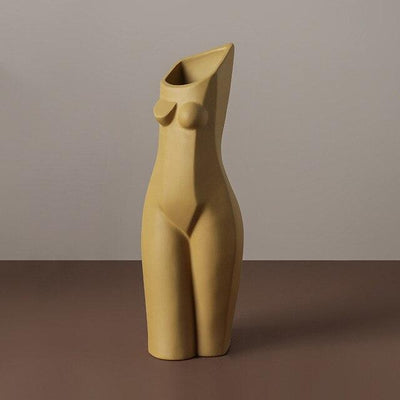 wickedafstore Yellow Abstract Body Art Sculpture Vase