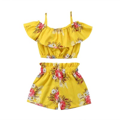 wickedafstore Yellow Floral Toddler Set
