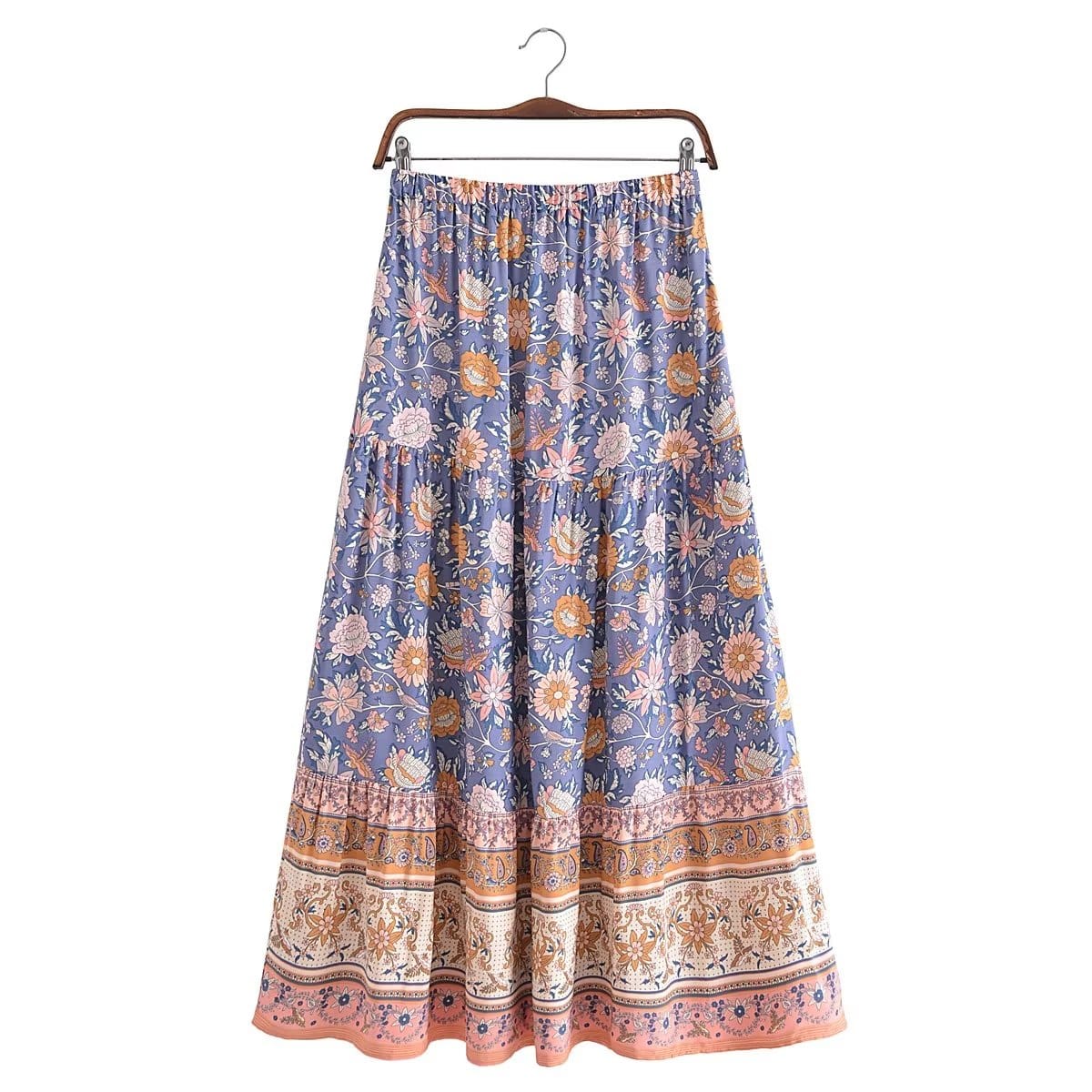 Zara floral print blouse with maxi skirt, Chic Wish nude pleated
